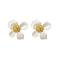 Copper Enamel Flower Stud Earrings For Women Light Luxury OL Style Fashion Jewelry view 5