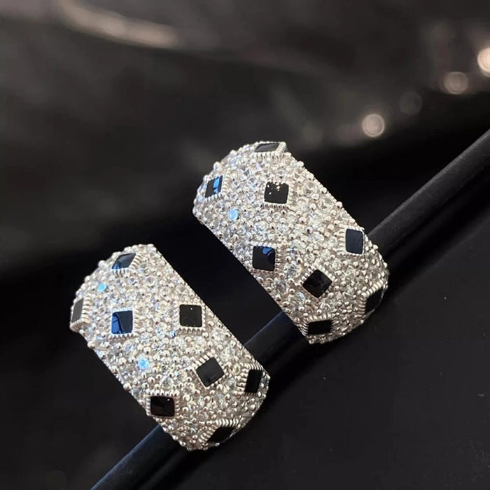 Versatile Zircon Hoop Earrings, Hip Hop Cool Girl Studs, Fashion Niche Daily Ear Jewelry