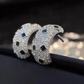Versatile Zircon Hoop Earrings, Hip Hop Cool Girl Studs, Fashion Niche Daily Ear Jewelry view 3