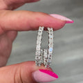 European American Shiny Hoop Earrings With Zircon Square Stone, Simple Elegant Jewelry view 1