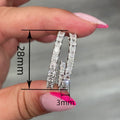 European American Shiny Hoop Earrings With Zircon Square Stone, Simple Elegant Jewelry view 4
