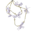 French Lace Bow Faux Pearl Sweater Necklace, Elegant Light Luxury Collarbone Chain view 5