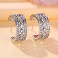 Minimalist Small Round Zircon Hoop Stud Earrings, Gentle Everyday Casual Jewelry view 3