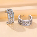 Minimalist Small Round Zircon Hoop Stud Earrings, Gentle Everyday Casual Jewelry view 2
