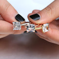 Square Clear Solitaire Ring In Gold Silver And Rose Tones view 2