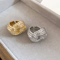 Metal Hollow Flower Open Ring With Bold Round Design For Women view 4