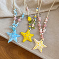 Dopamine Starfish Ceramic Beaded Necklace For Women Sweet Vacation Style Collarbone Jewelry view 4