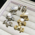 Modern Minimalist Open Ring With Faux Pearl Zircon Round Geometric Fu Design view 3