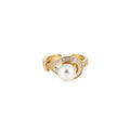 Modern Minimalist Open Ring With Faux Pearl Zircon Round Geometric Fu Design view 5