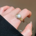 Modern Minimalist Open Ring With Faux Pearl Zircon Round Geometric Fu Design view 4