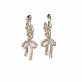 Elegant Bowknot Faux Pearl Drop Earrings With Silver-Tone Pins For Women OL Style view 5