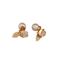 Elegant Alloy Camellia Flower Pearl Zircon Stud Earrings For Women Sweet Style Jewelry view 5