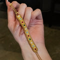 Ancient Gold Plated Copper Double Layer Square Colorful Inlaid Geometric Bangle For Women view 2