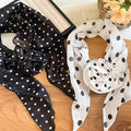 Vintage Polka Dot Ribbon Scarf Necklace With Swarovski Pearls Floral Old Money Fashion Accessory view 2