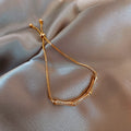 18K Gold Plated Copper Bamboo Bangle With Zircon Minimalist New Chinese Style Jewelry view 3