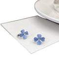 Light Luxury Cat Eye Stone Zircon Flower Stud Earrings With Silver Pins For Women view 5