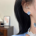 Light Luxury Cat Eye Stone Zircon Flower Stud Earrings With Silver Pins For Women view 2