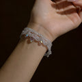Stainless Steel Artificial Crystal Bead Water Drop Bangle Elegant Light Luxury Women's Jewelry view 1
