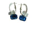 Light Luxury Copper Hoop Earrings With Zircon Flower And Square Pendant For Women view 5