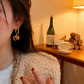 Light Luxury Copper Hoop Earrings With Zircon Flower And Square Pendant For Women view 3
