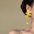 Vacation Style Fabric Flower Zircon Stud Earrings With Silver Posts, Elegant Light Luxury Floral Jewelry view 2