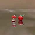 Copper Green Apple Stud Earrings Asymmetric Drip Oil Fresh Minimalist Light Luxury Jewelry view 4