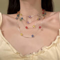Light Luxury Colorful Glass Bead Layered Necklace Minimalist Geometric Round Choker view 2