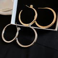 18K Gold Plated Copper C-Shaped Zircon Hoop Earrings Minimalist Geometric Luxury Style view 2