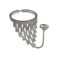 Copper Rhinestone Bow Ring Bracelet Bangle Elegant European Style Hand Jewelry For Women view 5