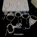 Copper Rhinestone Bow Ring Bracelet Bangle Elegant European Style Hand Jewelry For Women view 1