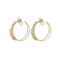 Korean Minimalist Copper Zircon Double Layer Round Clip-on Earrings for Women view 5