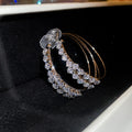 Korean Minimalist Copper Zircon Double Layer Round Clip-on Earrings for Women view 4