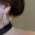 Luxury Full Zircon C Shape Copper Stud Earrings With Silver Pins For Banquet Party view 4