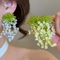Fresh Forest Style Glass Crystal Flower Cluster Tassel Drop Earrings With Silver Pins view 2