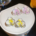 Copper Flower Stud Earrings With Dopamine Drip Glaze Gradient Sweet Summer Style view 1