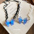 Fairy Forest Lace Butterfly Rhinestone Pearl Choker Necklace For Women view 2