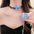 Fairy Forest Lace Butterfly Rhinestone Pearl Choker Necklace For Women view 1