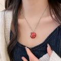Stainless Steel French Minimalist Crystal Enamel Apple Pendant Necklace Light Luxury Clavicle Chain view 3