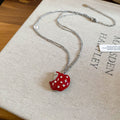 Stainless Steel French Minimalist Crystal Enamel Apple Pendant Necklace Light Luxury Clavicle Chain view 4