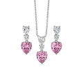 Korean Light Luxury Copper Zircon Heart Pendant Necklace And Earrings Jewelry Set For Women view 5