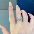Korean Elegant Butterfly Ring For Women Fresh Lady Style Marquise Inlaid Jewelry view 3