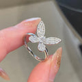 Korean Elegant Butterfly Ring For Women Fresh Lady Style Marquise Inlaid Jewelry view 5