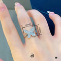 Korean Elegant Butterfly Ring For Women Fresh Lady Style Marquise Inlaid Jewelry view 4