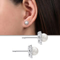 Elegant Banquet Stud Earrings Faux Pearl Zircon Inlaid Gentle Design Daily Jewelry For Women view 3