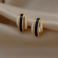 Oil Painting Style U Shaped Line Stud Earrings For Women Minimal Commuter Fashion Jewelry view 2