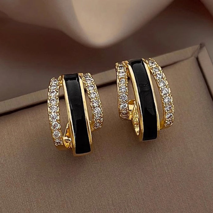 Oil Painting Style U Shaped Line Stud Earrings For Women Minimal Commuter Fashion Jewelry