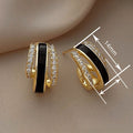 Oil Painting Style U Shaped Line Stud Earrings For Women Minimal Commuter Fashion Jewelry view 4