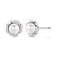 Minimalist Faux Pearl Flower Stud Earrings For Women, Elegant Daily Wear Versatile Ear Jewelry view 1