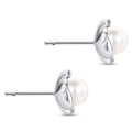 Minimalist Faux Pearl Flower Stud Earrings For Women, Elegant Daily Wear Versatile Ear Jewelry view 3