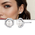 Minimalist Faux Pearl Flower Stud Earrings For Women, Elegant Daily Wear Versatile Ear Jewelry view 2